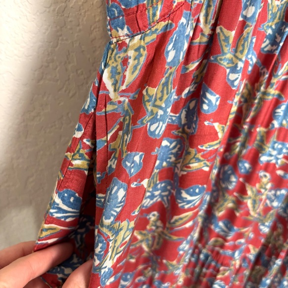 Natural Life Bella Red Blue Floral Maxi Dress Women’s Large Cottagecore Bohemian - Picture 8 of 14